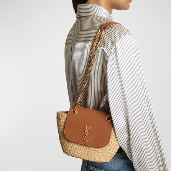 Saint Laurent Panier Mini YSL Flap Crossbody Basket Bag in Raffia - Picture 5 of 12